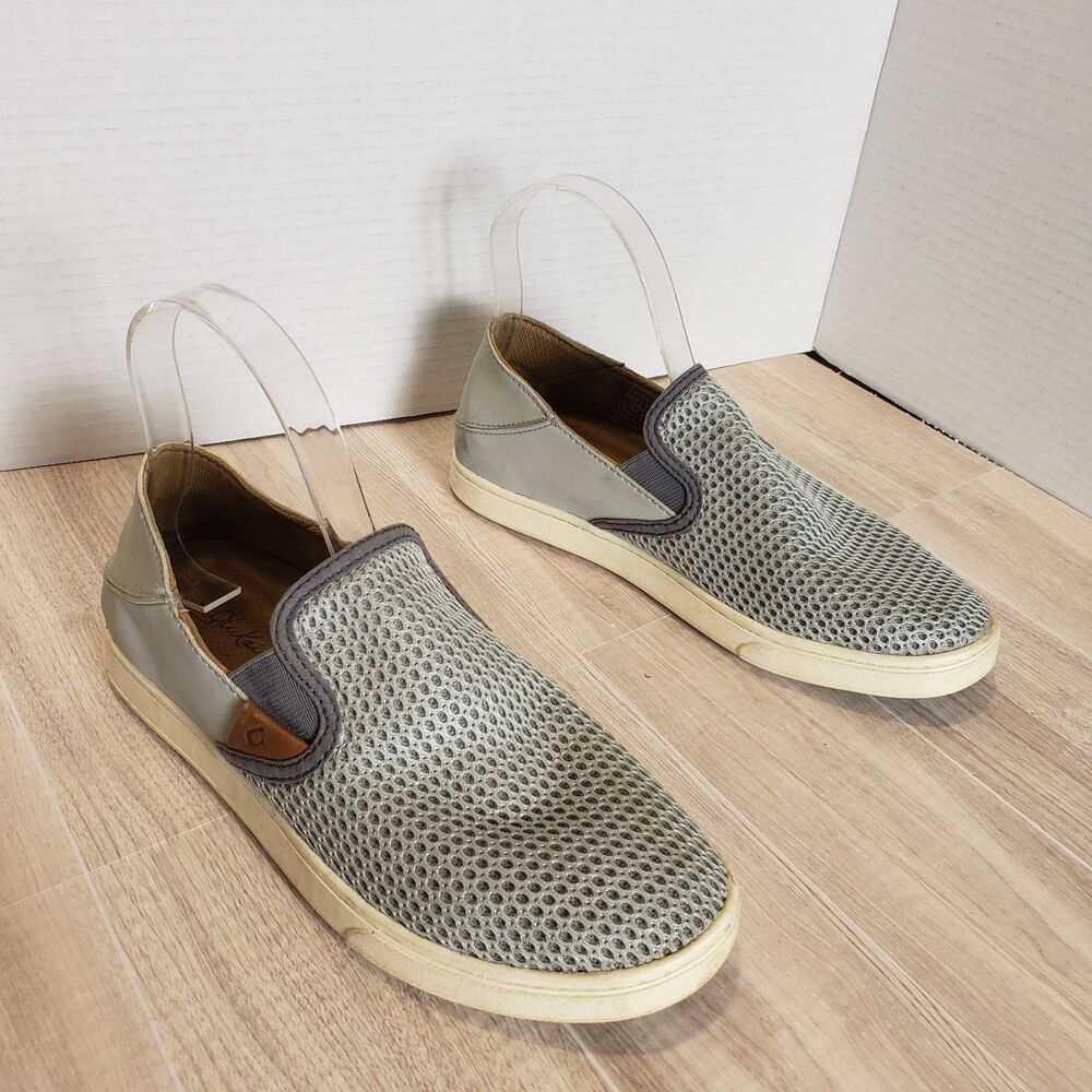 Olukai Pehuea Slip-On Sneakers Gray Mesh Comfort Shoes Women’s 7.5 Casual Travel